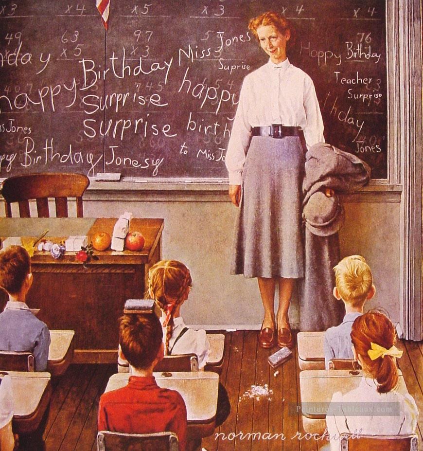 anniversaire des enseignants 1956 Norman Rockwell Peintures à l'huile